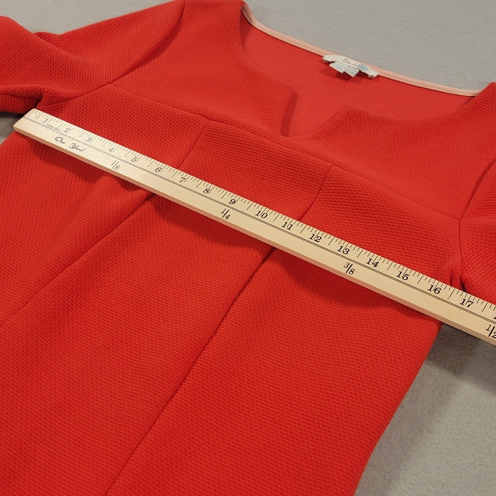 Boden Textured Shift Dress Coral‎ Red 3/4 Sleeve Mod Preppy Classic Women's US 8 - Picture 6 of 11